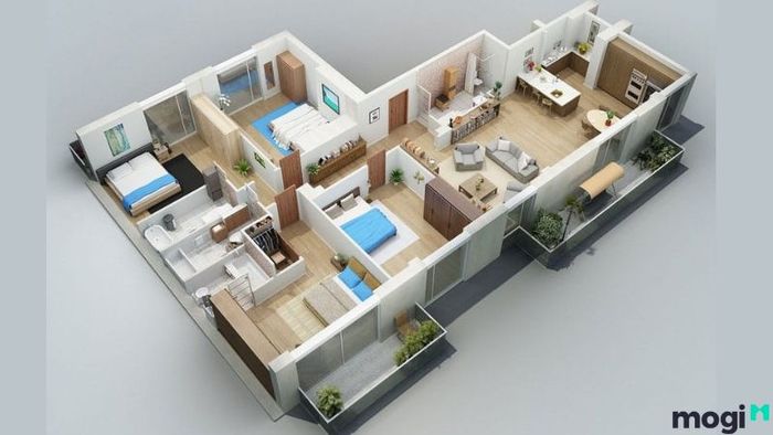 Nhà cấp 4 với 4 phòng ngủ