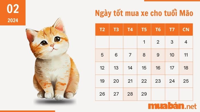 Ngày tốt mua xe tháng 2 năm 2024 cho người tuổi Mão