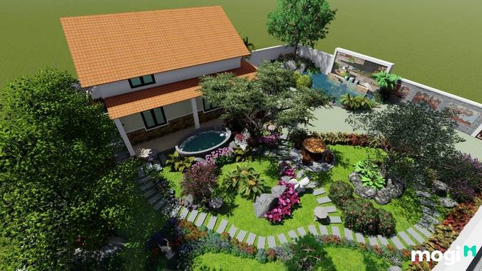 Sân vườn mang đến không gian yên tĩnh và bình an