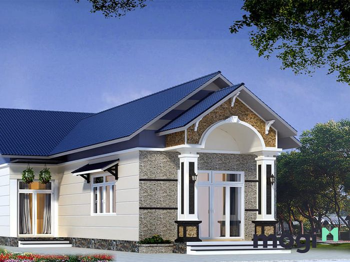Nhà cấp 4 với không gian sân vườn rộng rãi, xanh mát