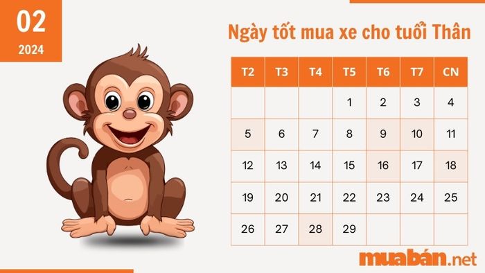 Ngày tốt mua xe tháng 2 năm 2024 cho người tuổi Thân