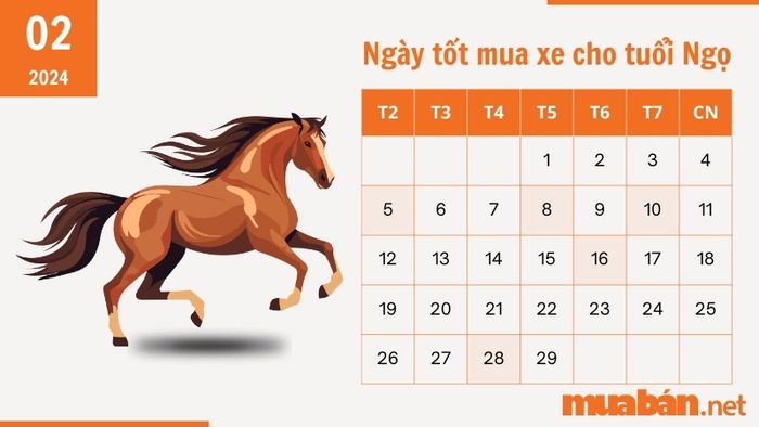 Ngày đẹp mua xe tháng 2 năm 2024 cho người tuổi Ngọ