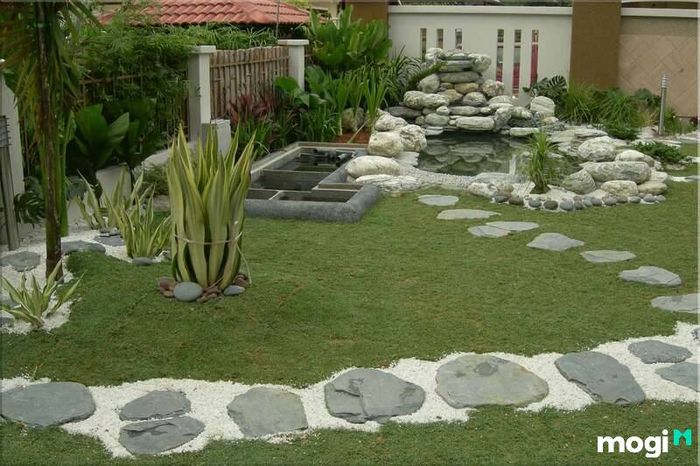 Thiết kế sân vườn cho ngôi nhà mái lửng thêm phần nổi bật