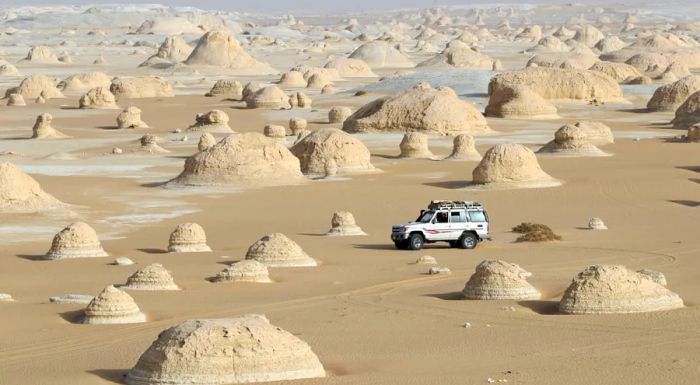 The White Desert in Egypt presents a truly otherworldly landscape, unlike anything found elsewhere.