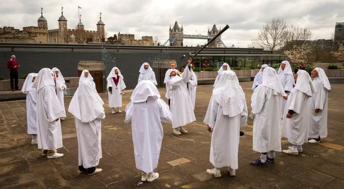 In 2020, members of a Druid Order gathered for a spring equinox ceremony near the Tower of London. Their numbers were smaller than usual due to the ongoing pandemic.