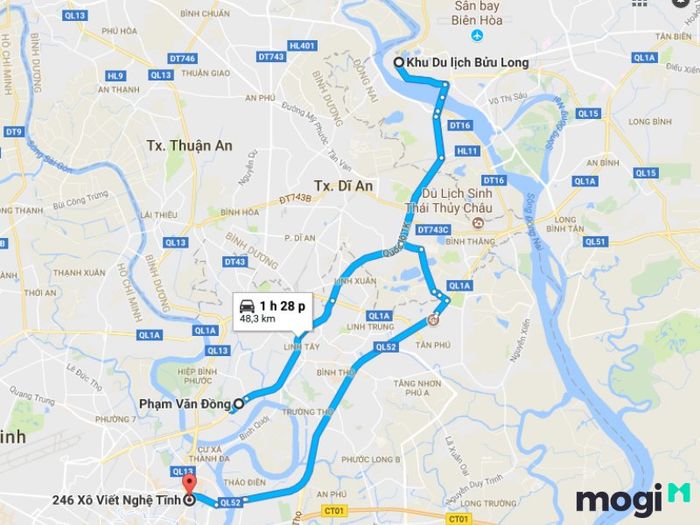 Đường đến khu du lịch Bửu Long