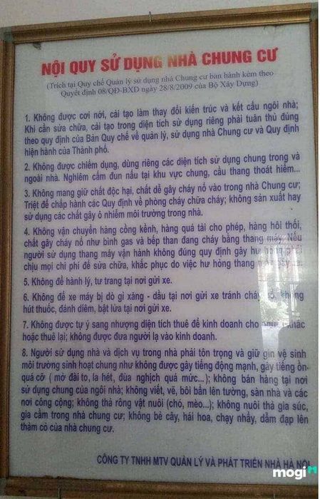 Mẫu nội quy tòa nhà chung cư theo quy định chuẩn