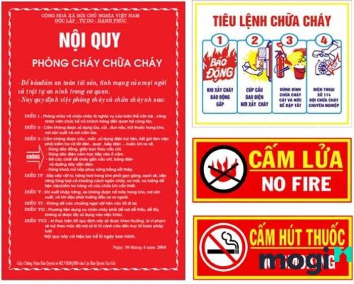 Nội quy về phòng cháy chữa cháy (PCCC) trong khu nhà trọ.