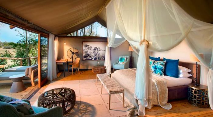 Sable Alley, located in the heart of Khwai Private Reserve, offers 12 opulent tented accommodations.