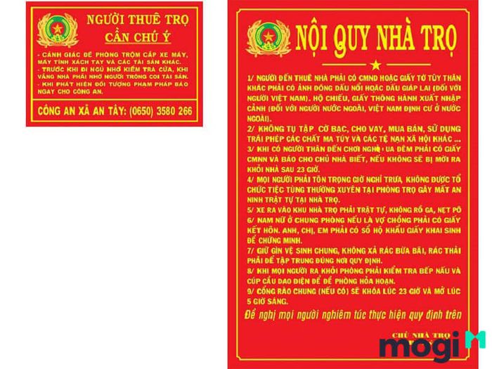 Quy định của nhà trọ