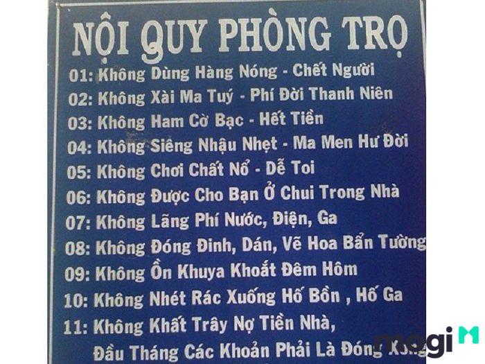 Nội quy phòng trọ này.
