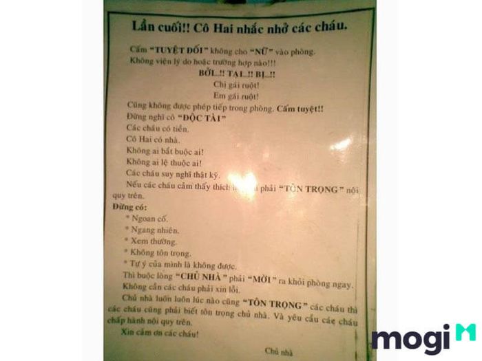 Nội quy phòng trọ này.