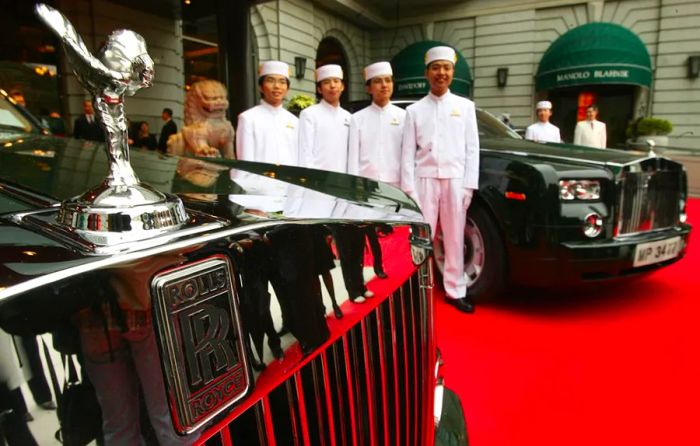 A collection of Rolls-Royces at The Peninsula.