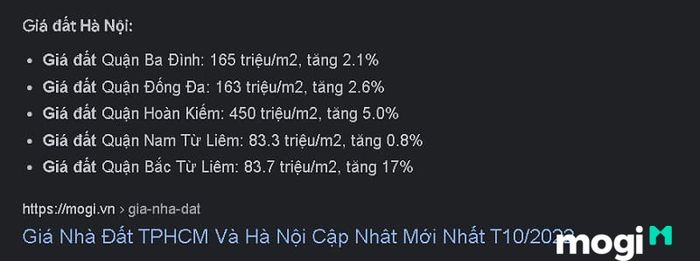 Tình hình giá bất động sản hiện tại tại Hà Nội