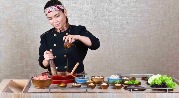 Chef Ja and her team prepare traditional Thai dishes at Benjarong, located in the heart of Manila.