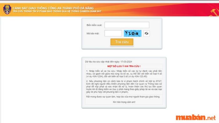 Hướng dẫn tra cứu phạt nguội giao thông trực tiếp trên website của Sở Giao thông Vận tải