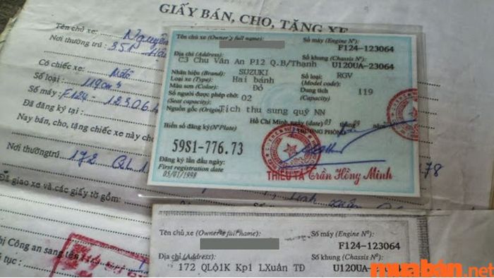 Giấy bán xe viết tay
