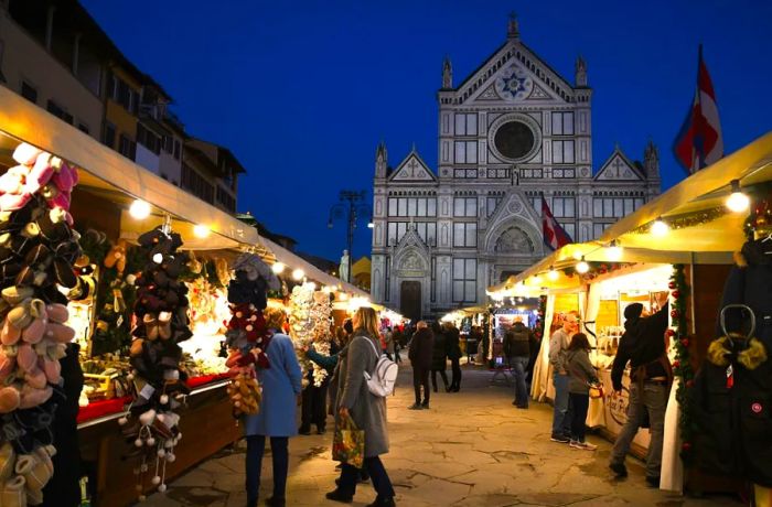 This beloved traditional market is held annually in the beautiful Piazza Santa Croce in Florence, Italy.