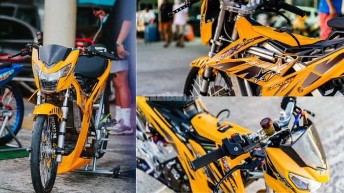 Xe Raider độ phối màu vàng đen tạo nên vẻ ngoài nhanh nhẹn, đầy năng động.