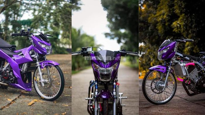Xe Raider độ với màu tím độc đáo, thể hiện rõ cá tính của chủ sở hữu.