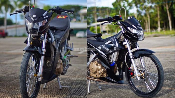 Raider độ màu đen huyền bí, mang đến vẻ ngoài nam tính và mạnh mẽ.