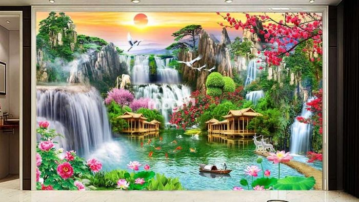 Gia chủ có thể chọn tranh phong thủy với hình ảnh thiên nhiên và màu sắc tươi sáng để treo trong nhà, giúp thu hút năng lượng tích cực.