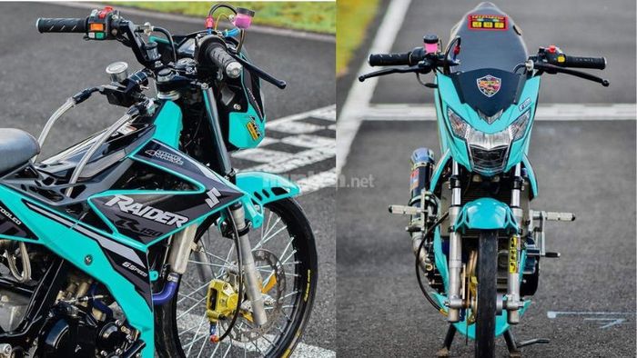Xe Raider độ với phối màu xanh mint tinh tế và nổi bật.