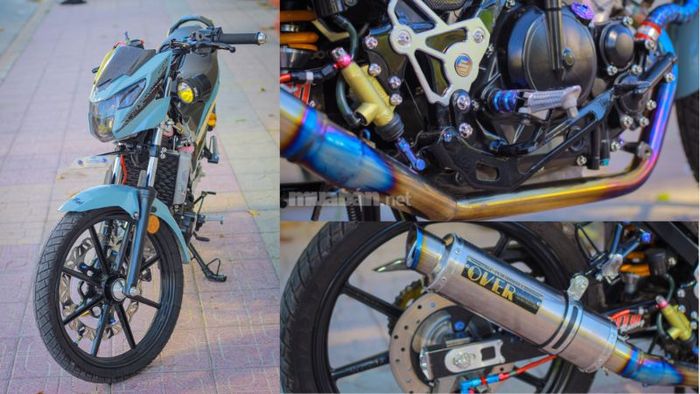 Xe Raider độ với bộ phụ kiện đa dạng, đầy màu sắc, tạo điểm nhấn đặc biệt.