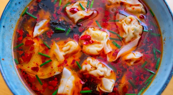 The Sichuan spicy wonton is also referred to as chao shou.