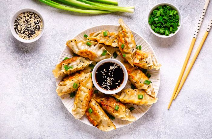 Gyoza are similar to Chinese pot stickers, though with subtle differences.