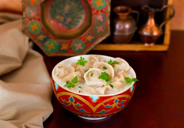 Shish barak are succulent lamb dumplings served with a creamy yogurt sauce.