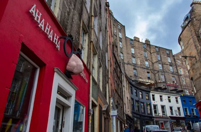 The winding Victoria Street, with its colorful shopfronts, is said to have inspired the famous Diagon Alley.