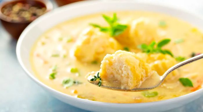 Chicken and dumplings is a quintessential comfort food in the United States.