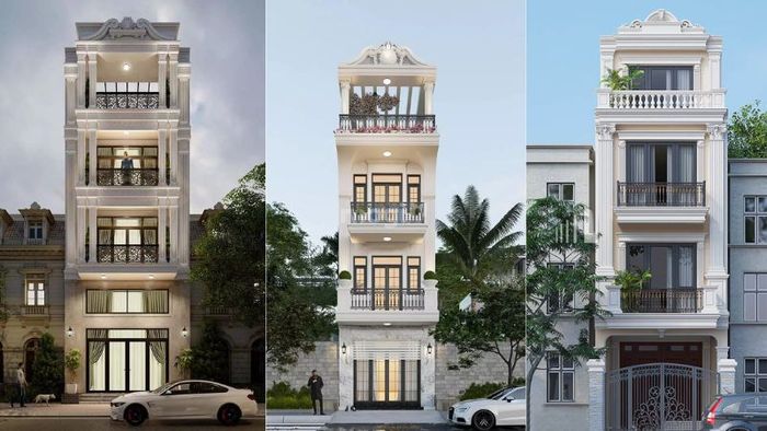 Mẫu nhà ống kiểu Pháp 4 tầng hiện đại, kết hợp sự sang trọng và tiện nghi