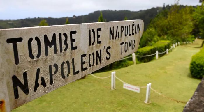 Napoleon's final resting place is a one-kilometer hike down a vibrant, green hillside.