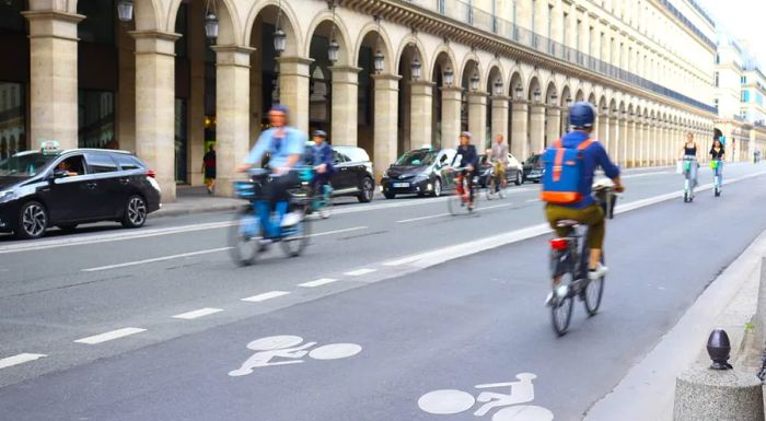 Some streets have been converted into temporary bike lanes, offering an alternative to public transport.