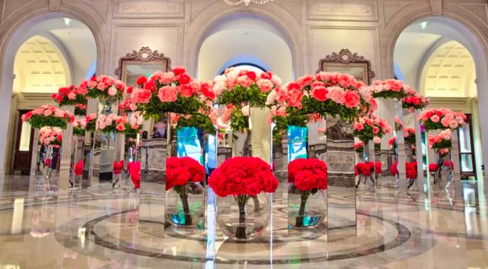 A stunning display of blooms in the lobby of the Four Seasons George V, where Paris delights every sense.