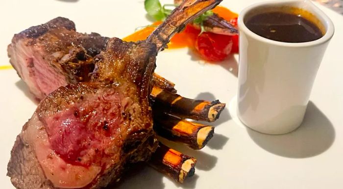 Grain-fed Australian lamb rack is featured on the menu at Turtle Bay.