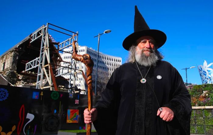 The Wizard, after the Christchurch Square reopened to the public in 2013, following the devastating earthquake two years earlier.