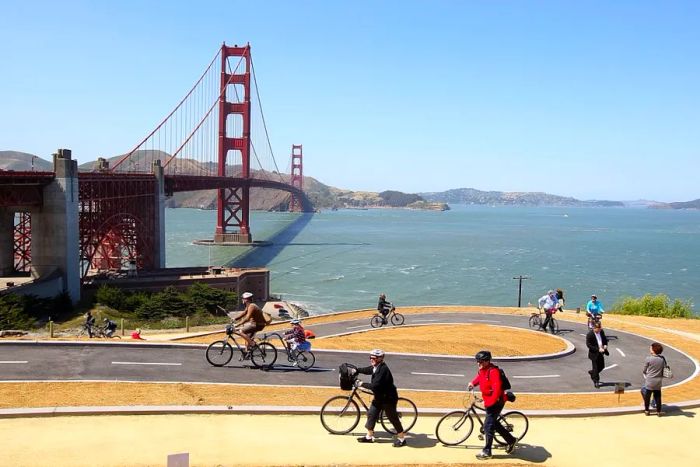 Hop on a bike and ride across the iconic Golden Gate Bridge.