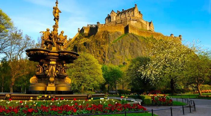 Edinburgh Castle stands majestically above Princes Street Gardens in the highest-ranked Scottish city.