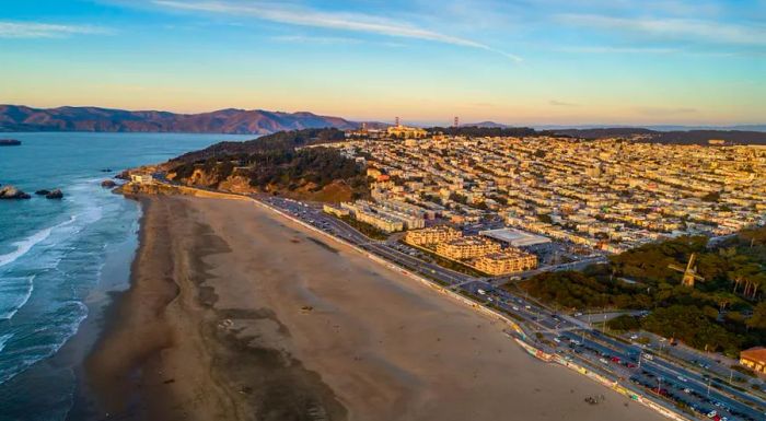 San Francisco’s Ocean Beach is almost always tranquil, never too crowded.