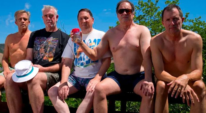 Copco Lake, 2022. From left to right: John Wardlaw, Mark Rumer-Cleary, Dallas Burney, John Molony, and John Dickson.