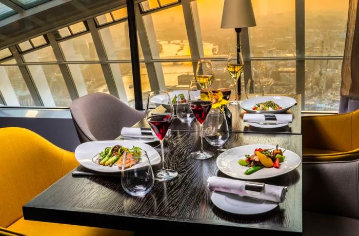 Fenchurch Restaurant provides sweeping views of the city below.