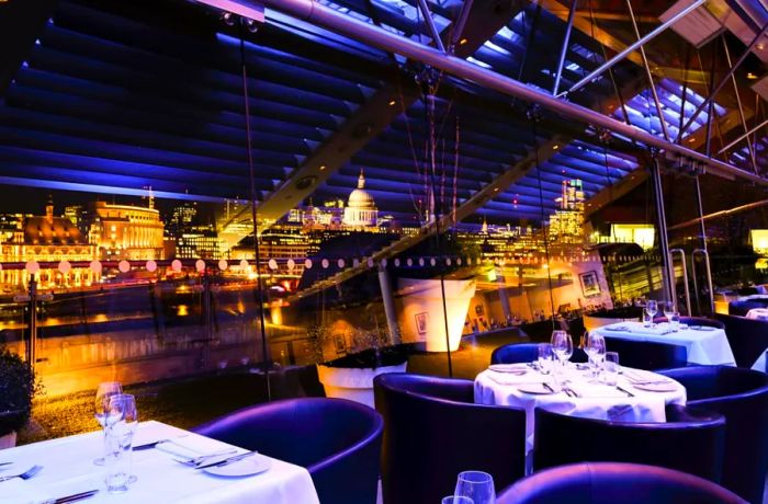 Enjoy a meal with a stunning view of St Paul's Cathedral and the Thames at OXO, located on the Southbank of London.