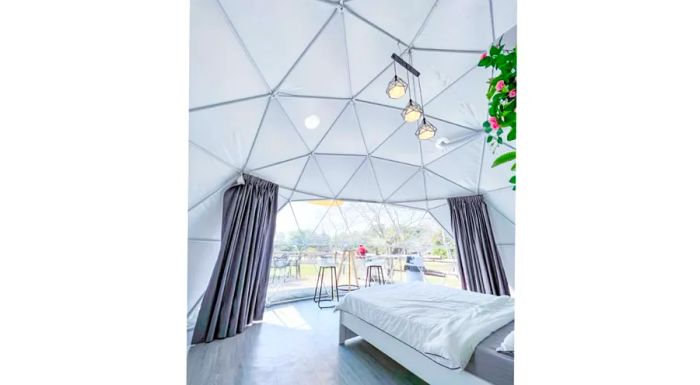 An inside look at Saiyuen's dome tent.