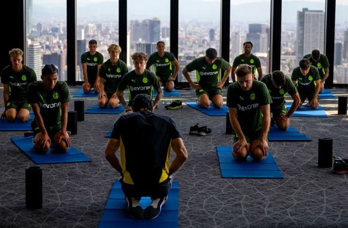 By sticking to consistent daily habits, athletes—whether casual participants or seasoned pros—can stay ready for any challenge. In this image, the German soccer team Borussia Dortmund trains on July 23 in Osaka, Japan.