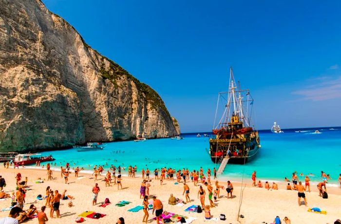 Navagio Beach on the Greek island of Zakynthos is widely regarded as one of the world’s most breathtaking beaches.