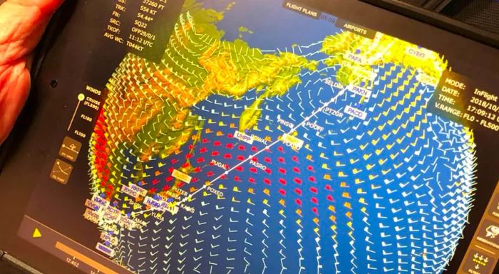 Singapore Airlines' inflight tracker provides real-time weather updates during the journey.