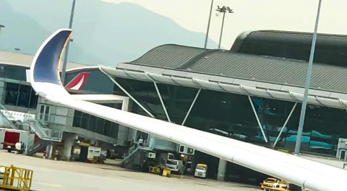 The wingtip of the Airbus A350.